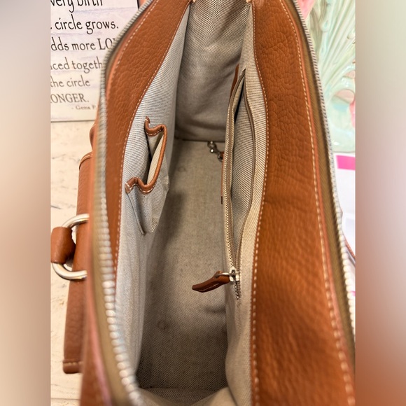Dooney & Bourke Double Pocket Tote Brown Pebbled Leather - Picture 7 of 12